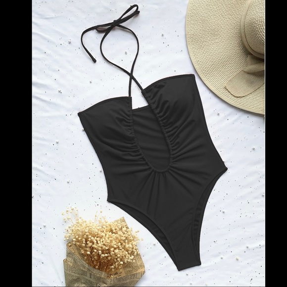 Open front halter monokini one piece - Picture 4 of 7